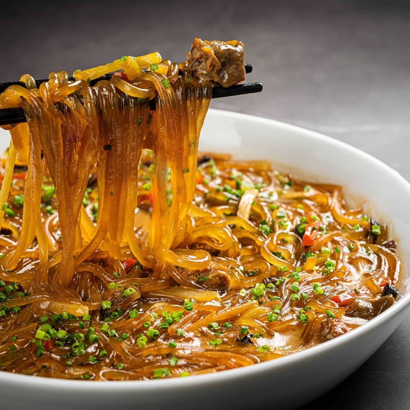 Braised sea anemone with sweet potato noodles at Xin Rong Ji, Chengdu