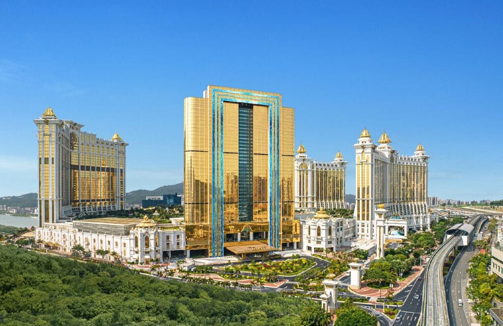 Lobby of Raffles at Galaxy Macau with high ceilings and natural light