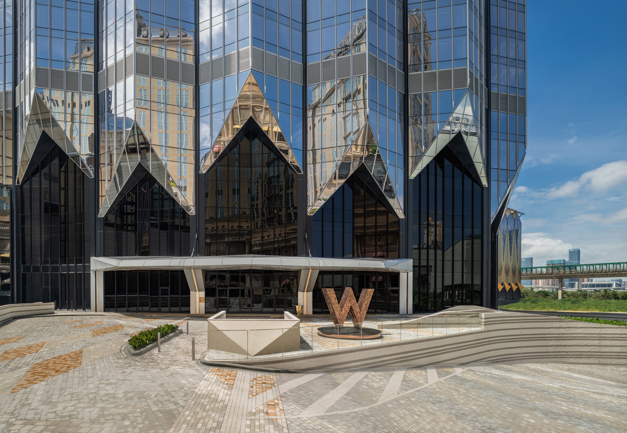 W Macau – Studio City arrival porte-cochère in Cotai by day