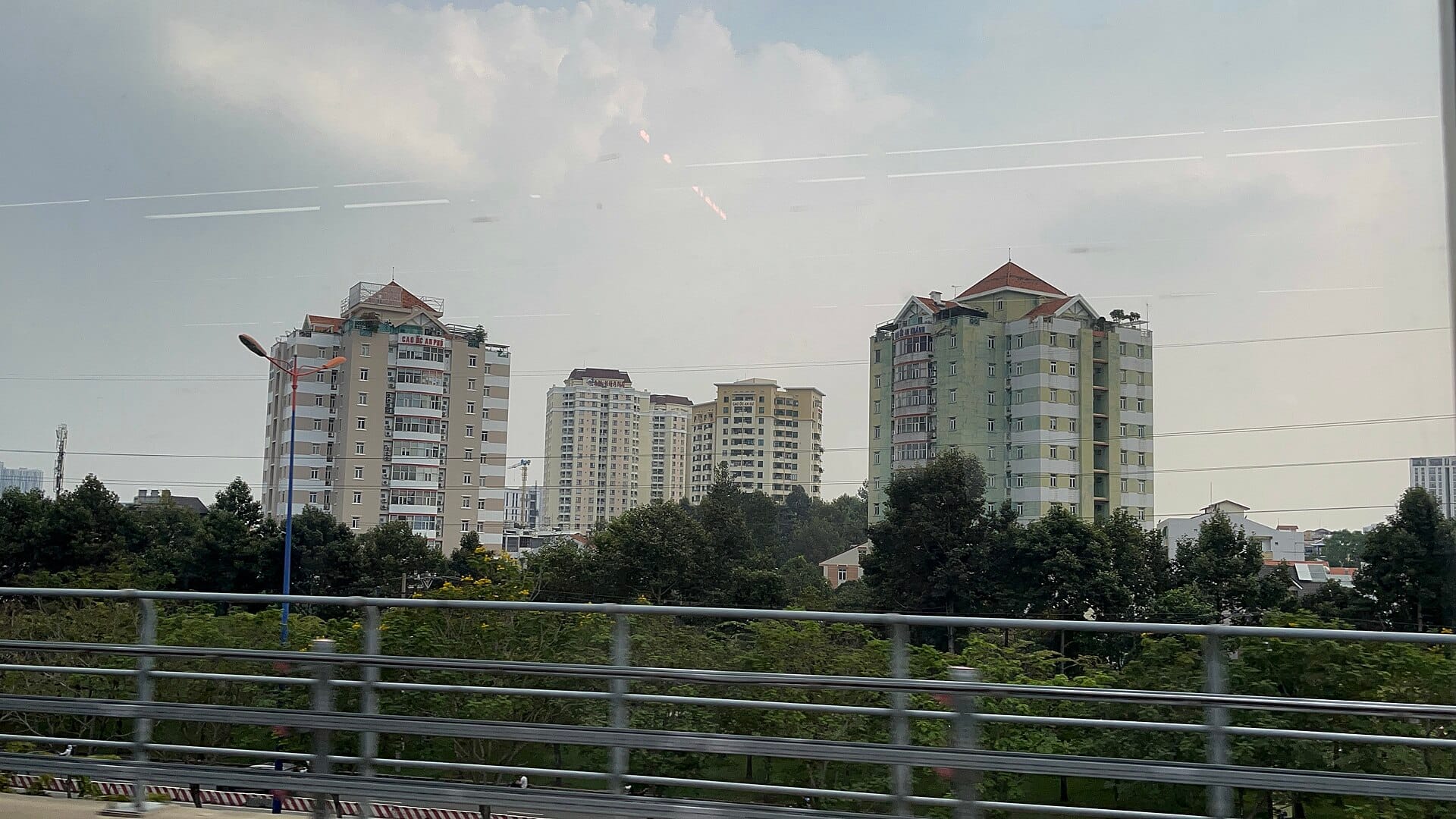 Ho Chi Minh City seen from the elevated section of Metro Line 1 between An Phu and Thao Dien