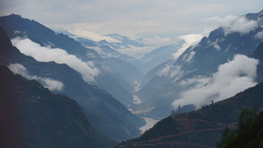 The canyon of the Nujiang River in Fugong County, Yunnan