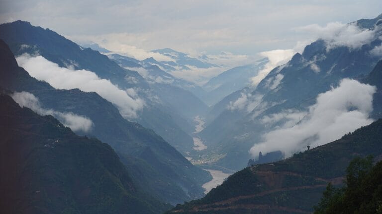 The canyon of the Nujiang River in Fugong County, Yunnan