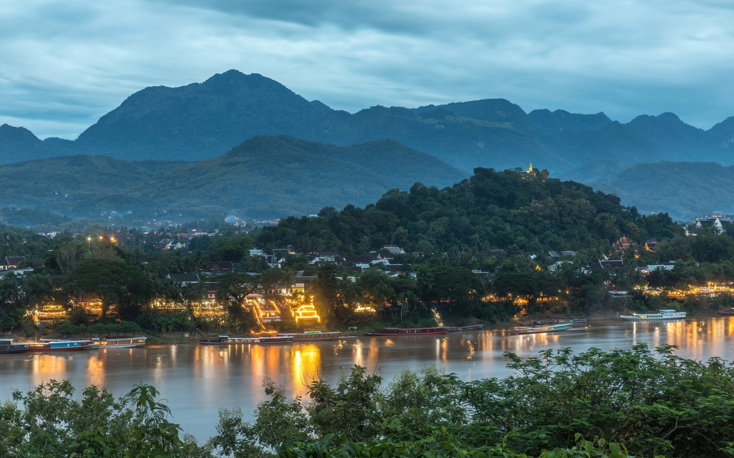 Mount Phou Si and the Mekong bank, Luang Prabang