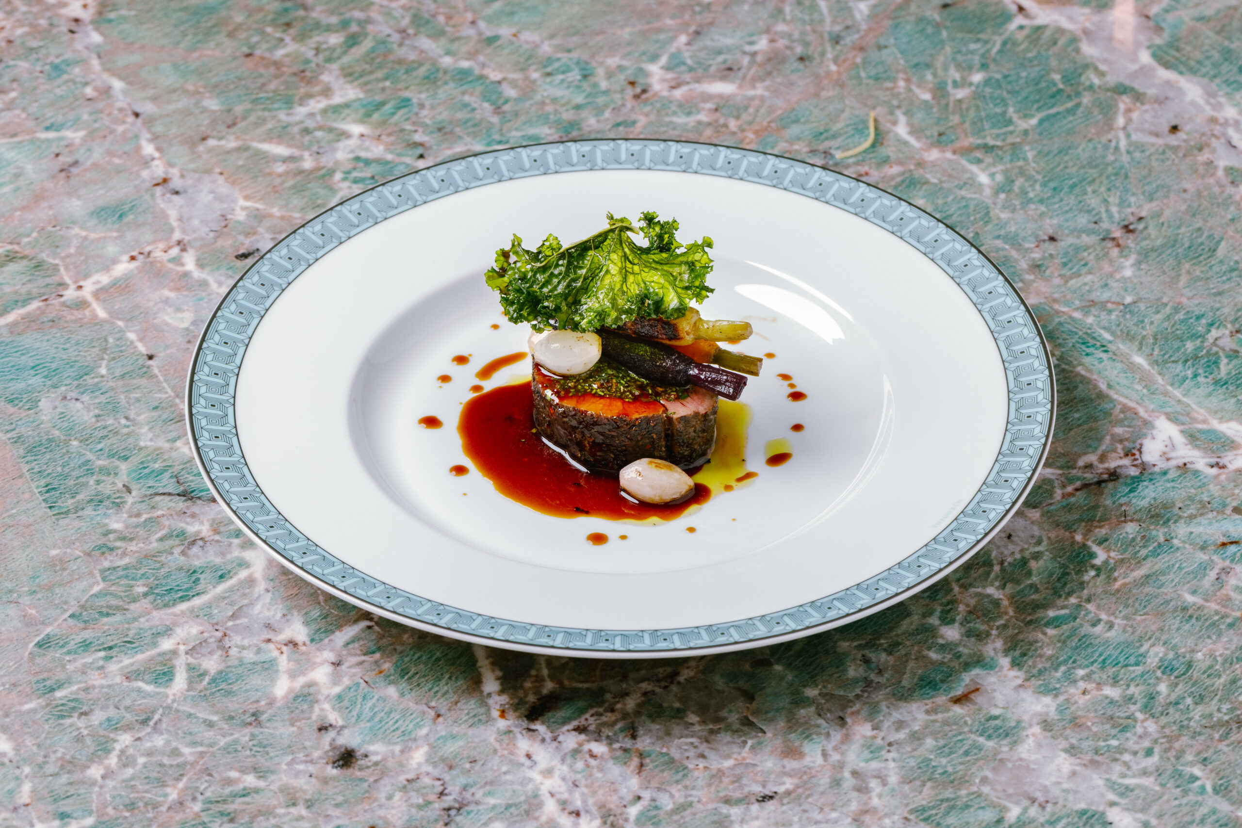 Grilled prime Argentinian Angus beef tenderloin at Tiffany Blue Box Café
