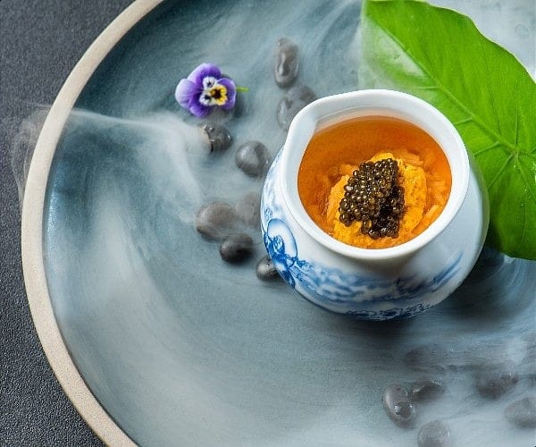 Steamed crab custard with crab meat and Chinese rice wine at Lai Heen, The Ritz-Carlton, Guangzhou