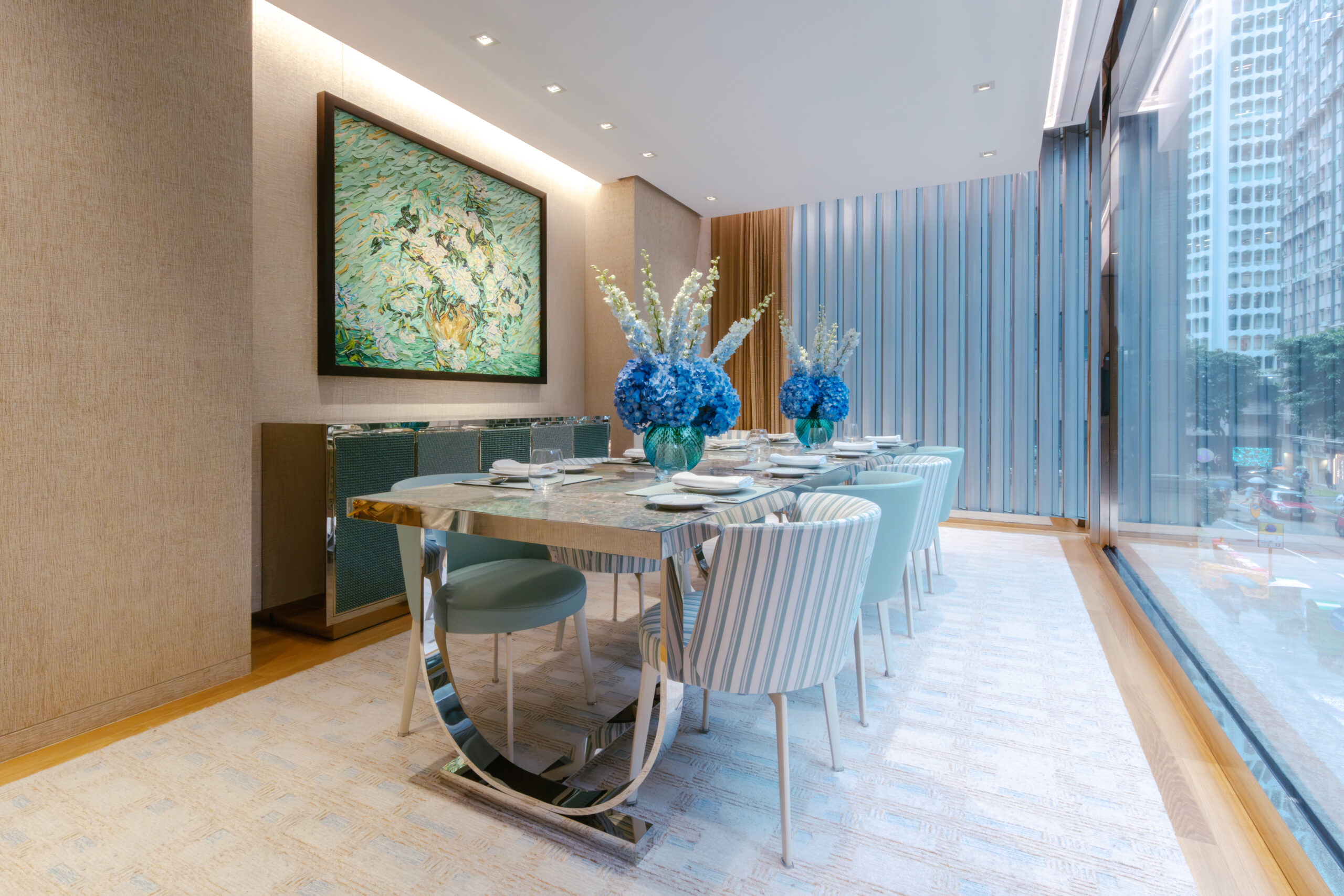 Private dining room of the Tiffany Blue Box Café, seating up to ten