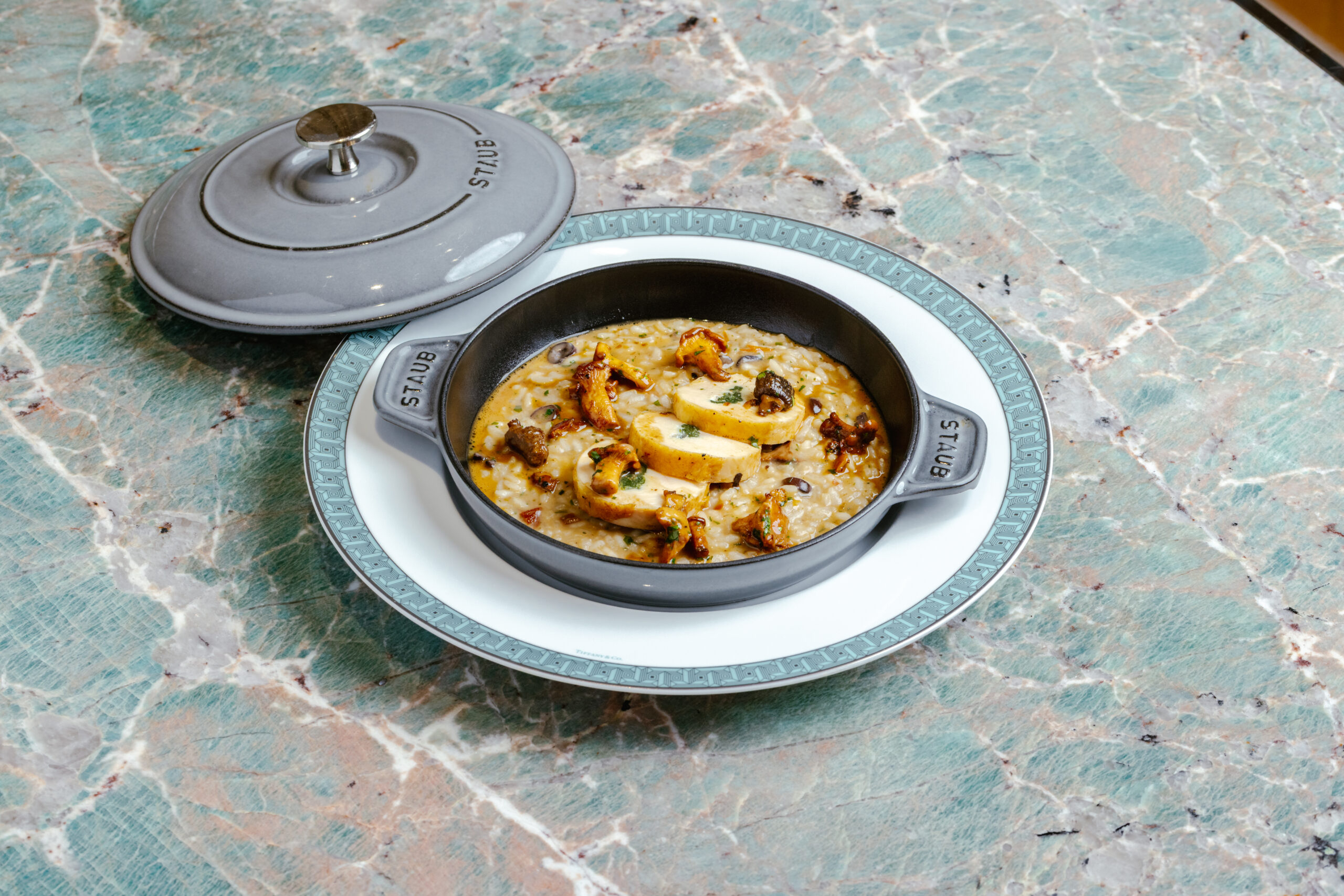 Roasted chicken with rice casserole at the Tiffany Blue Box Café, Hong Kong