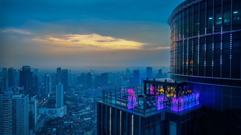 Henshin rooftop bar at The Westin Jakarta seen from above